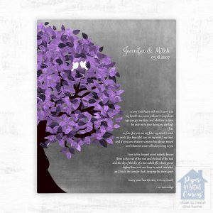 Tin Half Purple Tree 10th Anniversary Wall Plaque Gift for Couple LTC-1483