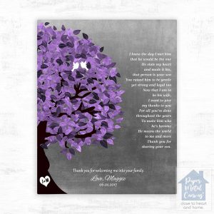 Half Purple Tree Wedding Wall Plaque Gift for Mother Of The Groom LTC-1487