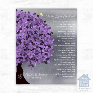 Tin Half Purple Tree Wedding Wall Plaque Gift for Bride And Groom LTC-1491