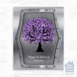 Tin Purple Tree 11th Anniversary Wall Plaque Gift for Couple LTC-1501