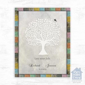 White Silhouette Tree Anniversary Wall Plaque Gift for Couple LTC-1519