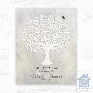 White Silhouette Tree Anniversary Wall Plaque Gift for Couple LTC-1520