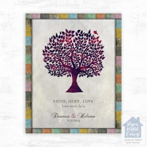 Purple Tree Silhouette Anniversary Wall Plaque Gift for Couple LTC-1525