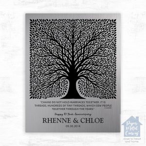 Tin Elaborate Square Tree 10th Anniversary Wall Plaque Gift for Couple LTC-1583