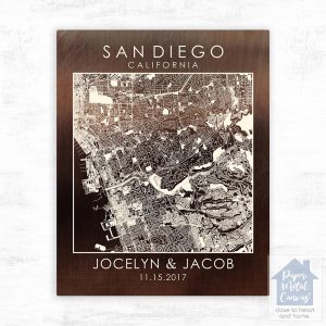 Bronze City Map 8th Anniversary Wall Plaque Gift for Couple LTC-1585