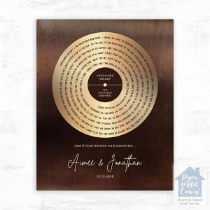 Bronze Our Song Lyrics Record Label 8th Anniversary Wall Plaque Gift for Couple LTC-1588
