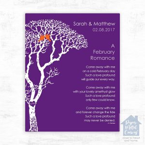 White Bare Tree Engagement Wall Plaque Gift for Couple LTC-1702