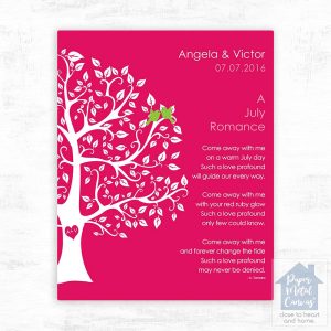 White Curly Tree Engagement Wall Plaque Gift for Couple LTC-1707