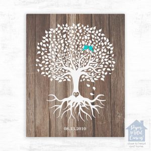 Wood Tree with Roots 5th Anniversary Wall Plaque Gift for Couple LTC-1726