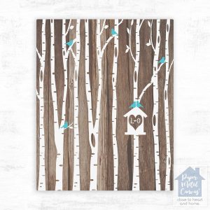 Wood Birch Trees 5th Anniversary Wall Plaque Gift for Couple LTC-1729