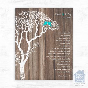 Wood Bare Tree 5th Anniversary Wall Plaque Gift for Couple LTC-1733