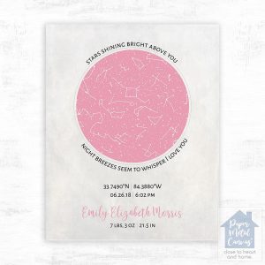 Star Map Baby Birth Wall Plaque Gift for Girl LTC-1740
