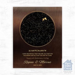 Bronze Star Map 50th Anniversary Wall Plaque Gift for Couple LTC-1746