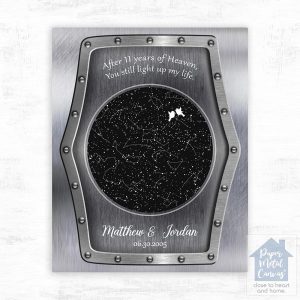 Tin Star Map 11th Anniversary Wall Plaque Gift for Couple LTC-1747