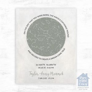 Star Map Baby Birth Wall Plaque Gift for Boy Or Girl LTC-1748