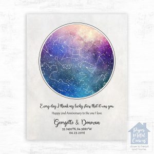 Star Map 2nd Anniversary Wall Plaque Gift for Couple LTC-1751
