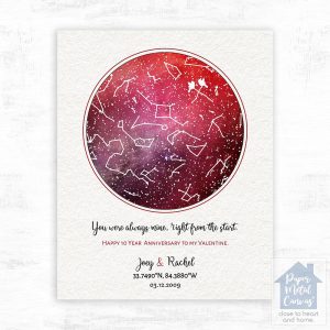 Star Map 10th Anniversary Wall Plaque Gift for Couple LTC-1753