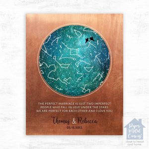 Copper Star Map 7th Anniversary Wall Plaque Gift for Couple LTC-1759
