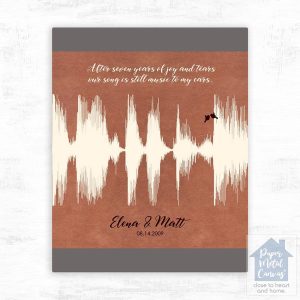 Copper Soundwave 7th Anniversary Wall Plaque Gift for Couple LTC-1778