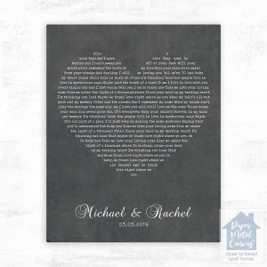 Heart Shape Song Lyrics 2nd Anniversary Wall Plaque Gift for Couple LTC-1784