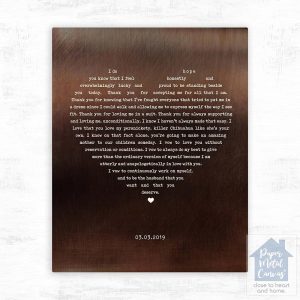 Bronze Heart Shape Song Lyrics 8th Anniversary Wall Plaque Gift for Couple LTC-1788