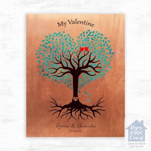 Copper Heart Shape Tree Valentine's Day Wall Plaque Gift for Couple LTC-1814