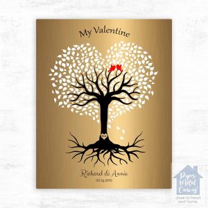 Brass Heart Shape Tree Valentine's Day Wall Plaque Gift for Couple LTC-1817