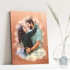 Relocation concept. A smiling cheerful multiracial couple in embraces lookin in each other eyes