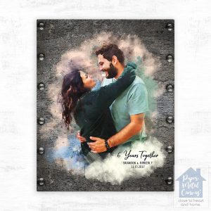 Iron Watercolor Portrait 6th Anniversary Wall Plaque Gift for Couple LTC-1841