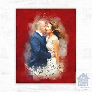 Red Tin Watercolor Portrait 40th Anniversary Wall Plaque Gift for Couple LTC-1842
