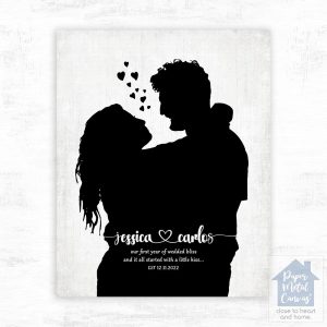 Paper Couple Silhouette 1st Anniversary Wall Plaque Gift for Couple LTC-1859