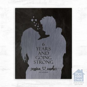 Iron Couple Silhouette 6th Anniversary Wall Plaque Gift for Couple LTC-1861