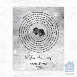 Tarnished Tin Our Song Lyrics 10th Anniversary Wall Plaque Gift for Couple LTC-1905