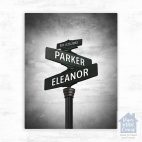 An old-Fashoned street sign for an intersection