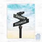 An old-Fashoned street sign for an intersection