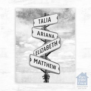 Family Signpost 4 Names 2nd Anniversary Wall Plaque Gift for Couple LTC-1938