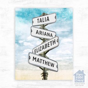 Family Signpost 4 Names 2nd Anniversary Wall Plaque Gift for Couple LTC-1939