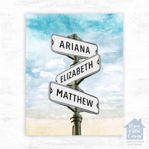 Family Signpost 3 Names 2nd Anniversary Wall Plaque Gift for Couple LTC-1940