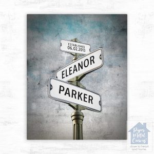 Tarnished Tin Crossroads Signpost 10th Anniversary Wall Plaque Gift for Couple LTC-1947