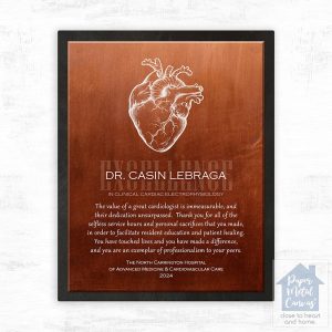 Copper Heart Organ Anatomy Cardiologist Recognition Wall Plaque Gift for Doctor LTC-2102
