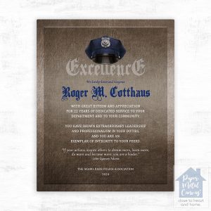 Bronze Police Uniform Hat Badge Excellence Retirement Wall Plaque Gift for Police LTC-2106