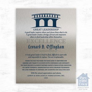 Tin Corporate Bridge of Trust Leadership Appreciation Wall Plaque Gift for Employee LTC-2114