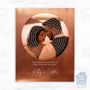 Copper Our Song Lyrics Record Label Photo 7th Anniversary Wall Plaque Gift for Couple LTC-2117
