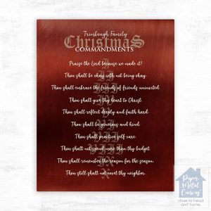Red Tin Christmas 10 Commandments Christmas Wall Plaque Gift for Family LTC-2121