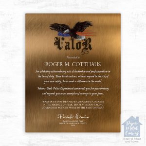 Bronze Award of Valor for Bravery Recognition Wall Plaque Gift for Police LTC-2129