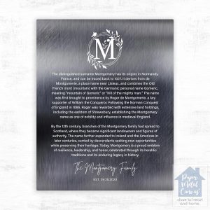Silver Surname Monogrammed Family History Established Housewarming Wall Plaque Gift for Family LTC-2136