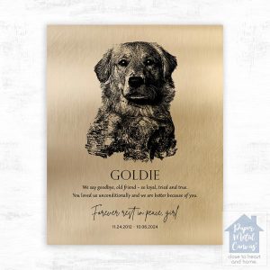Gold Loss of Dog Memorial with Etched Photo Memorial Wall Plaque Gift for Family LTC-2138