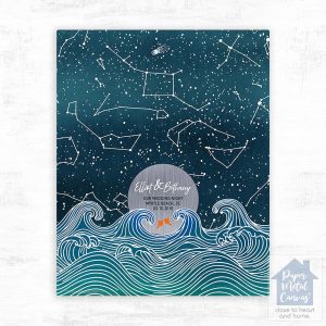 Star Map Over Beach Ocean Waves Anniversary Wall Plaque Gift for Couple LTC-2171