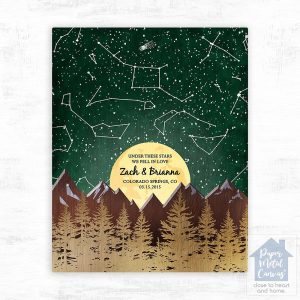 Bronze Mountains Trees Camping Star Map Anniversary Wall Plaque Gift for Couple LTC-2172