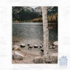 Autumn mountain and Popradske pleso lake in High Tatras, Slovaki